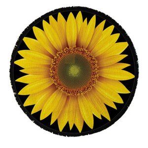 Oversized Bohemian Sunflower Soft Cotton Round Beach Towel Large Blanket Hippy